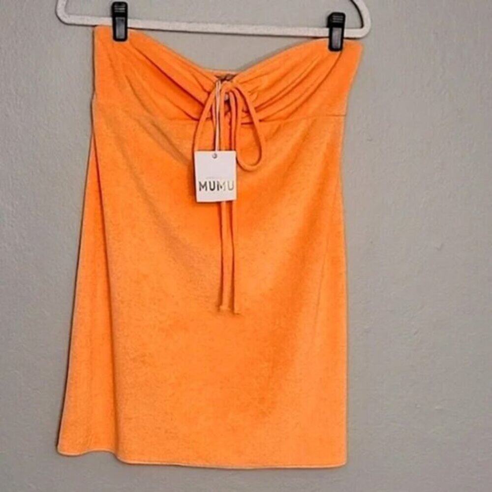 Show Me Your Mumu Women's Size L Orange Terry Cloth Soft Mini Dress Summer Ready - Picture 3 of 9